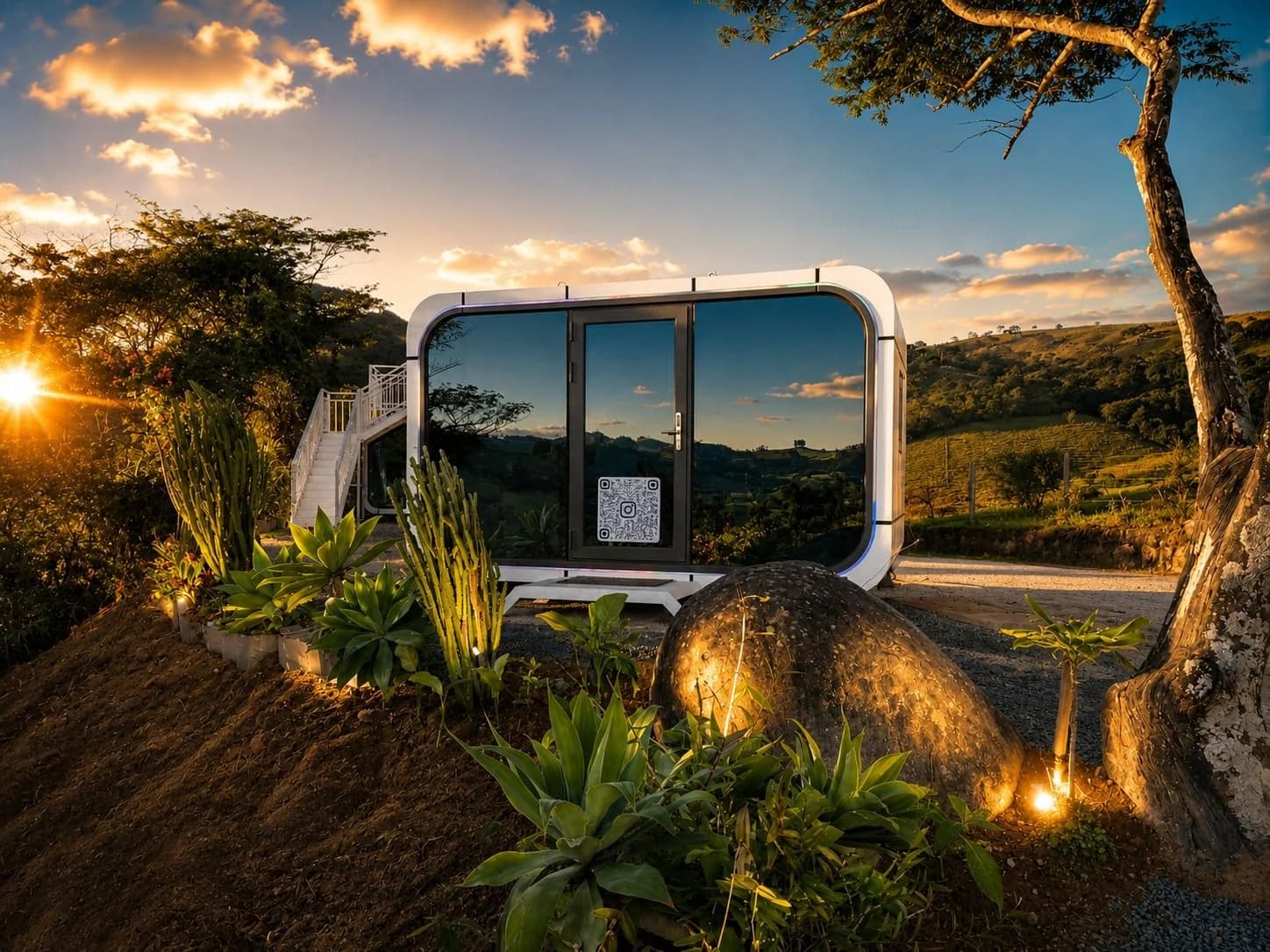 Sky Capsule · Noite estrelada · Claraboia panorâmica